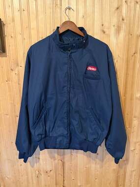 Vintage K-Products Heinz Embroidered Logo Navy Bomber Jacket